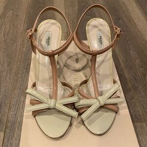 PRADA Patent Leather Bow Sandal Heels